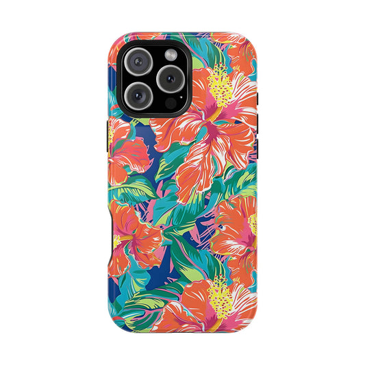 Orange Floral Magnetic Tough Case