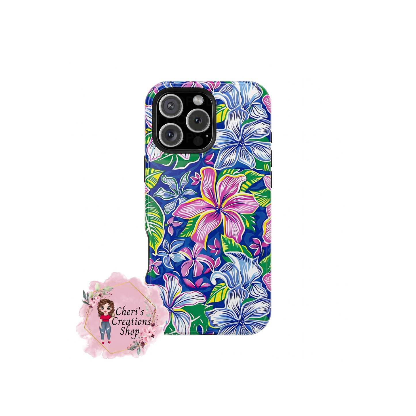 Blue and Pink Floral Magnetic Tough Iphone Case