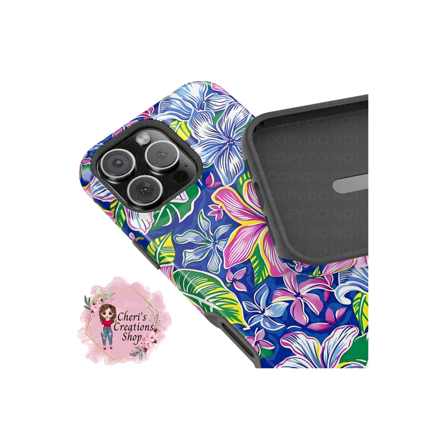 Blue and Pink Floral Magnetic Tough Iphone Case