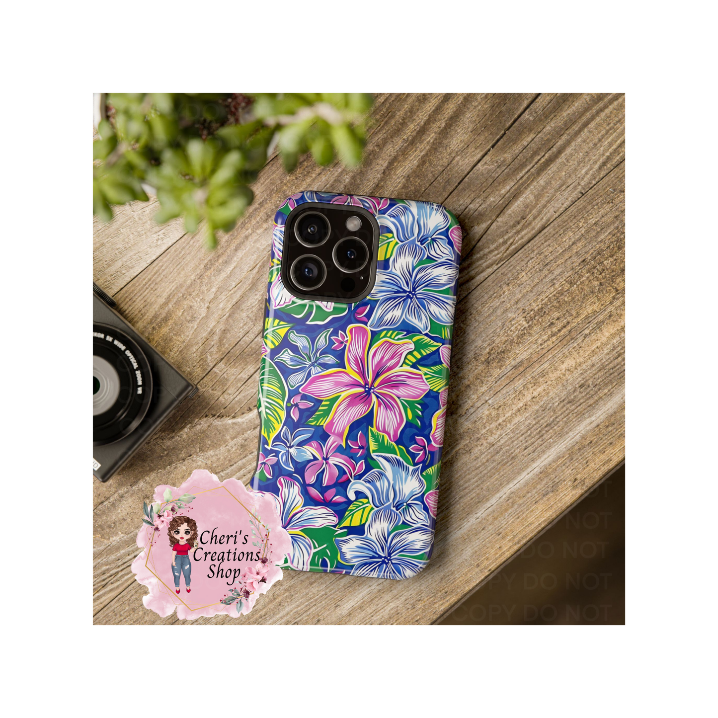 Blue and Pink Floral Magnetic Tough Iphone Case