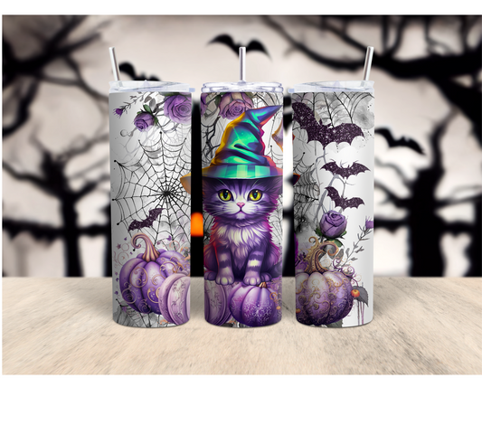 Halloween Cat Stainless Steel Double Insulated 20oz Tumbler - Perfect for Spooky Sips!