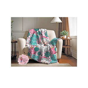 Pink and Mint Santa Velveteen Plush Blanket