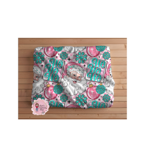 Pink and Mint Santa Velveteen Plush Blanket