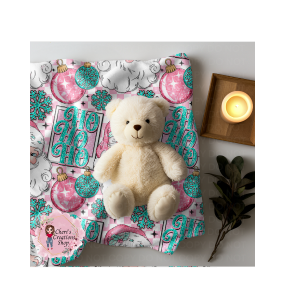 Pink and Mint Santa Velveteen Plush Blanket