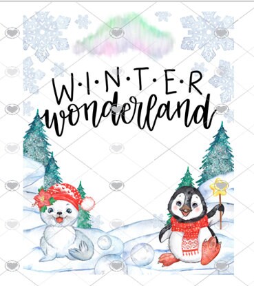 Winter Wonderland png, Winter Christmas design, Cute Animals, Download printable