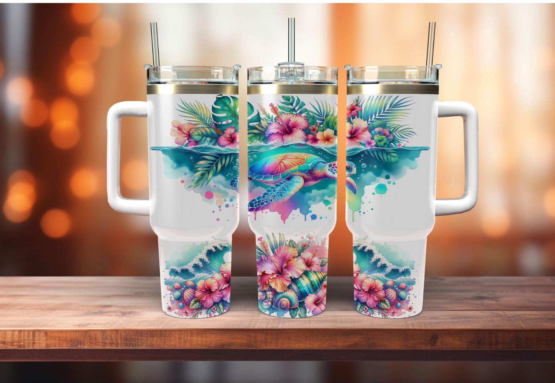 40 OZ Sea Turtle Tumbler; Sea Turtle Tumbler; Sea Turtle