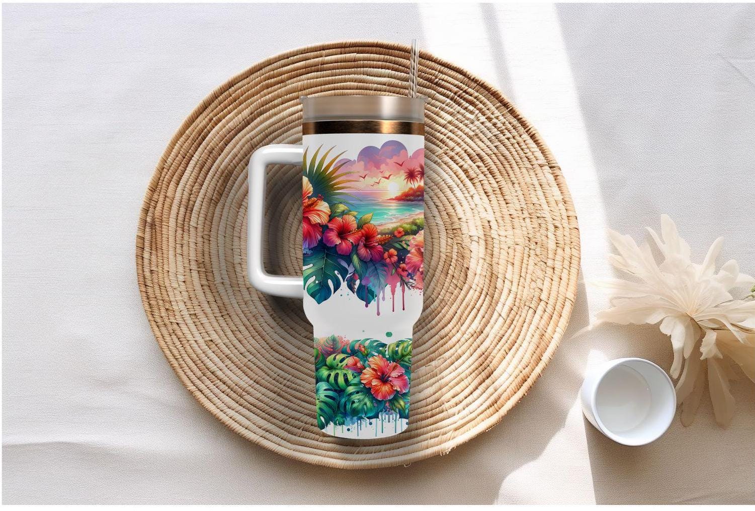 40 OZ Beach Sunset Tumbler; Beach Sunset Tumbler; Sunset Beach