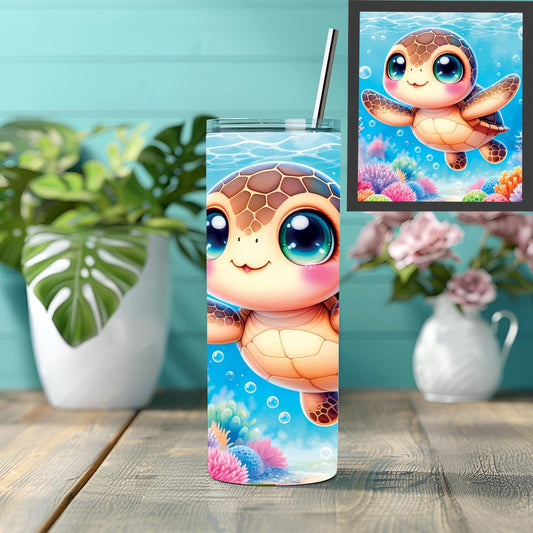 Cute Vibrant Sea Turtle Tumbler