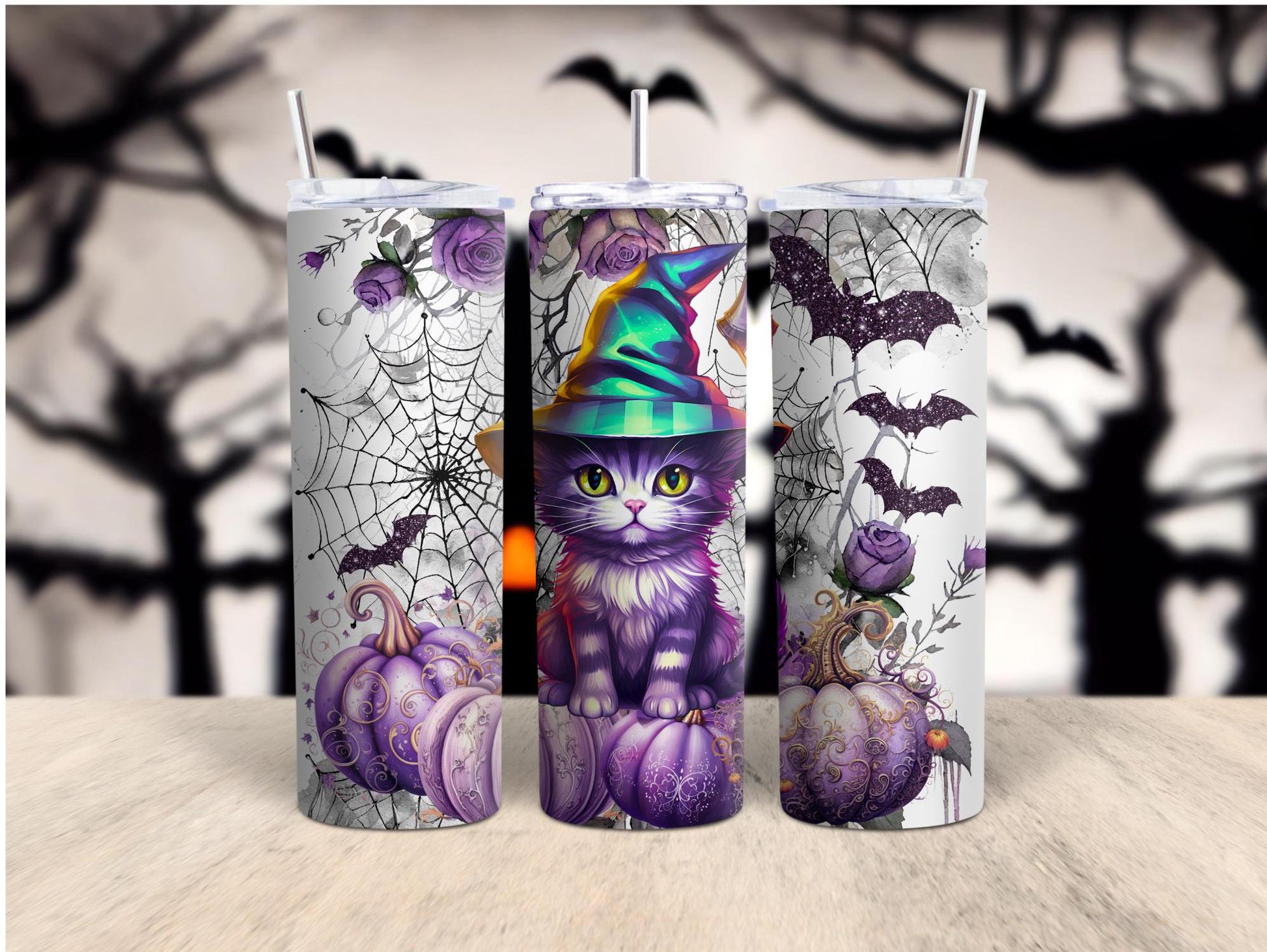 Halloween Cat Stainless Steel Double Insulated 20oz Tumbler - Perfect for Spooky Sips!