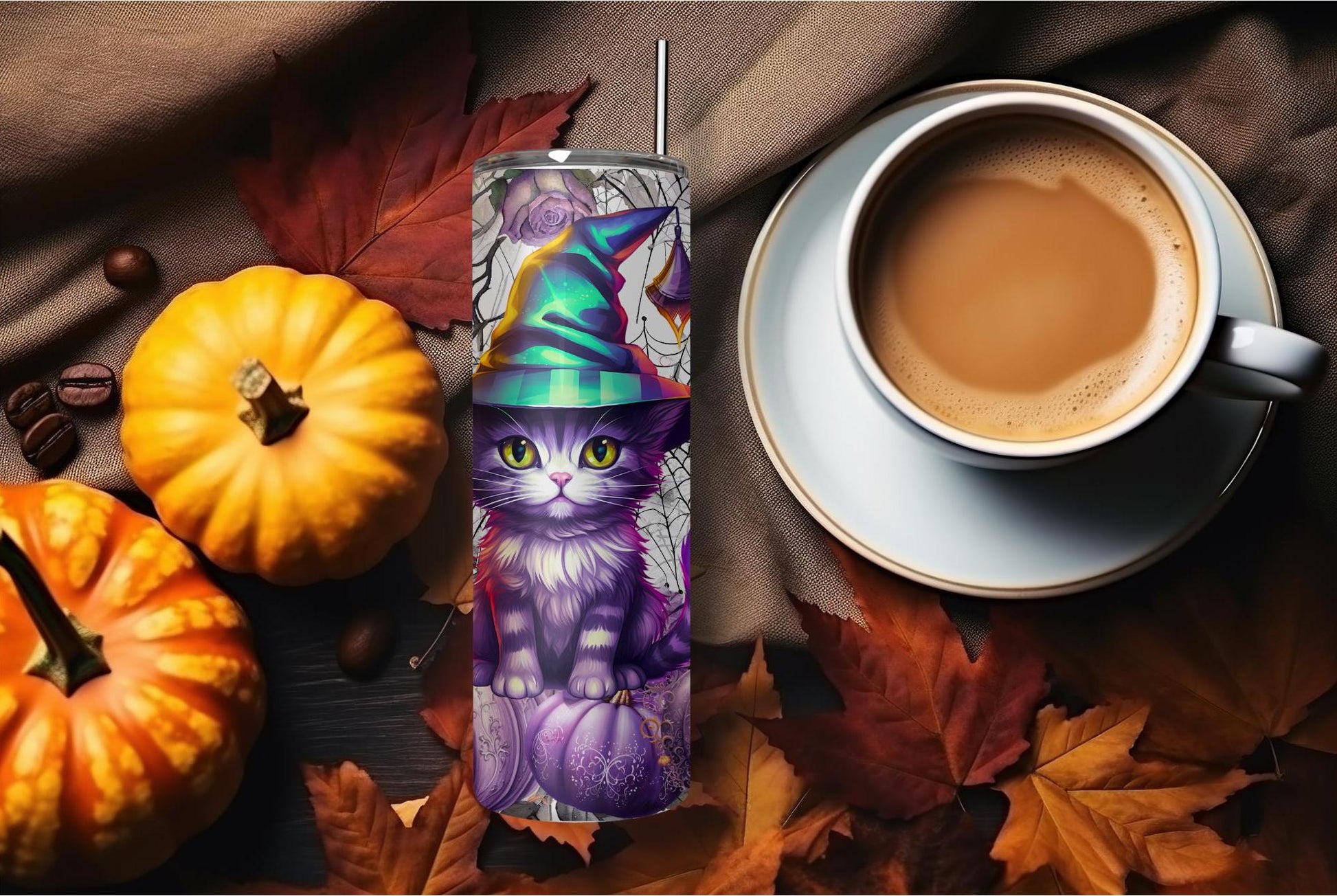 Halloween Cat Stainless Steel Double Insulated 20oz Tumbler - Perfect for Spooky Sips!