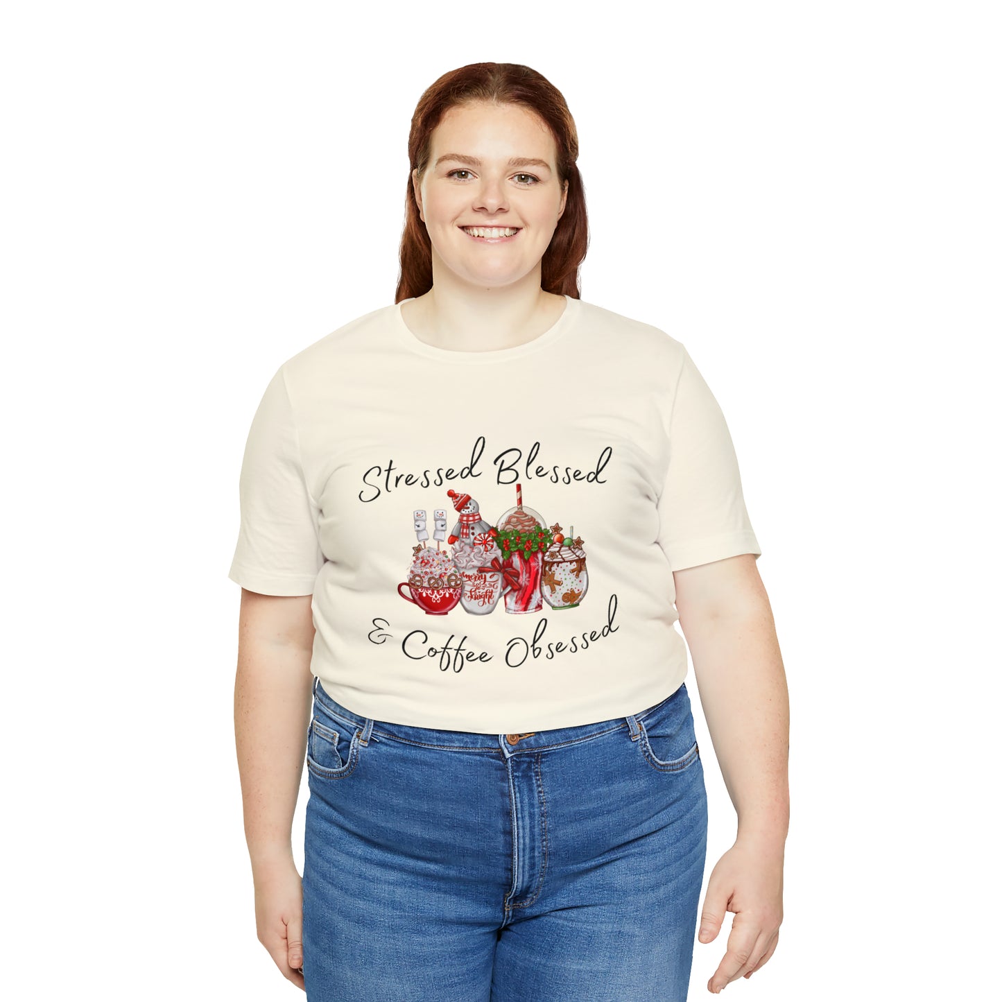 Stressed Blessed and Coffee Obsessed Short Sleeve Tee