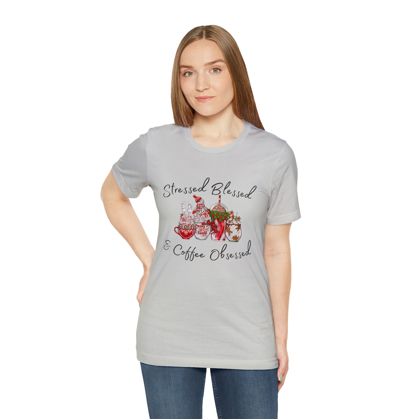 Stressed Blessed and Coffee Obsessed Short Sleeve Tee