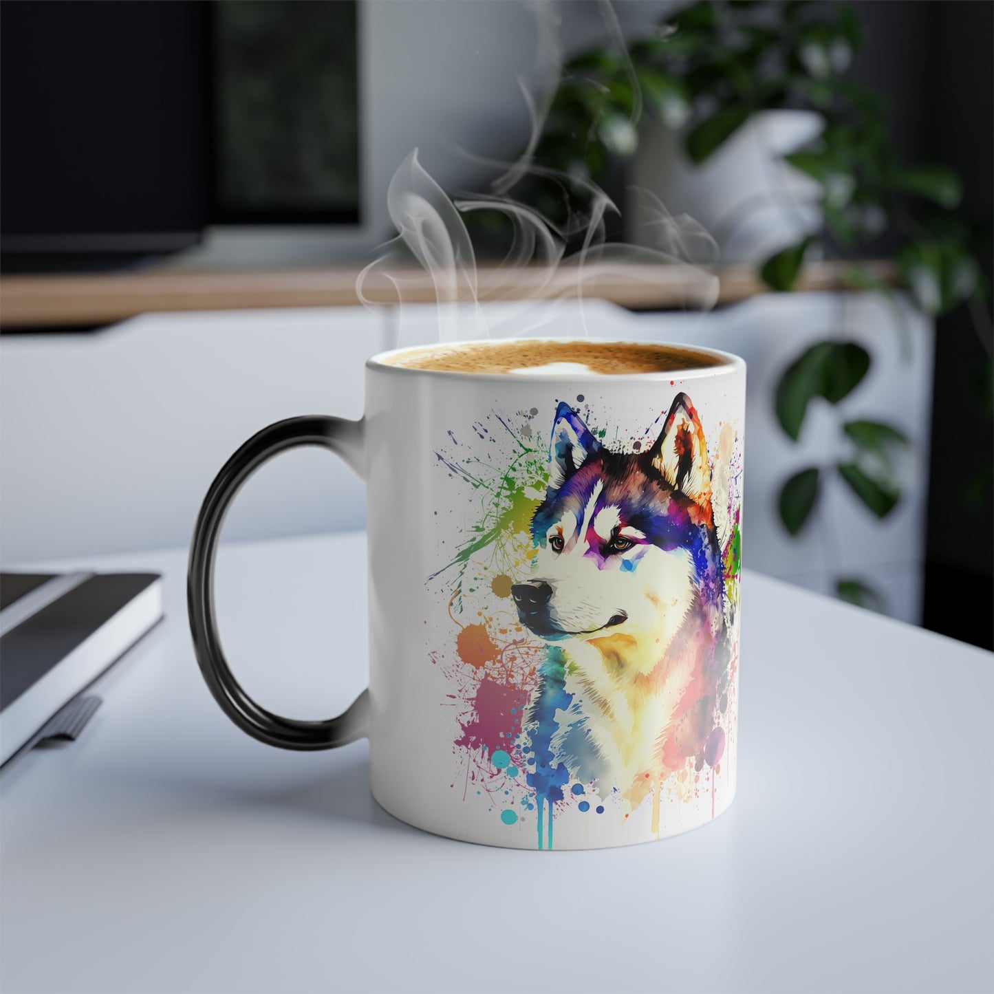 Siberian Husky Color Changing Mug, Picture Disappearing Mug, Shows Photos with Hot Liquid, Magic Coffee Mug