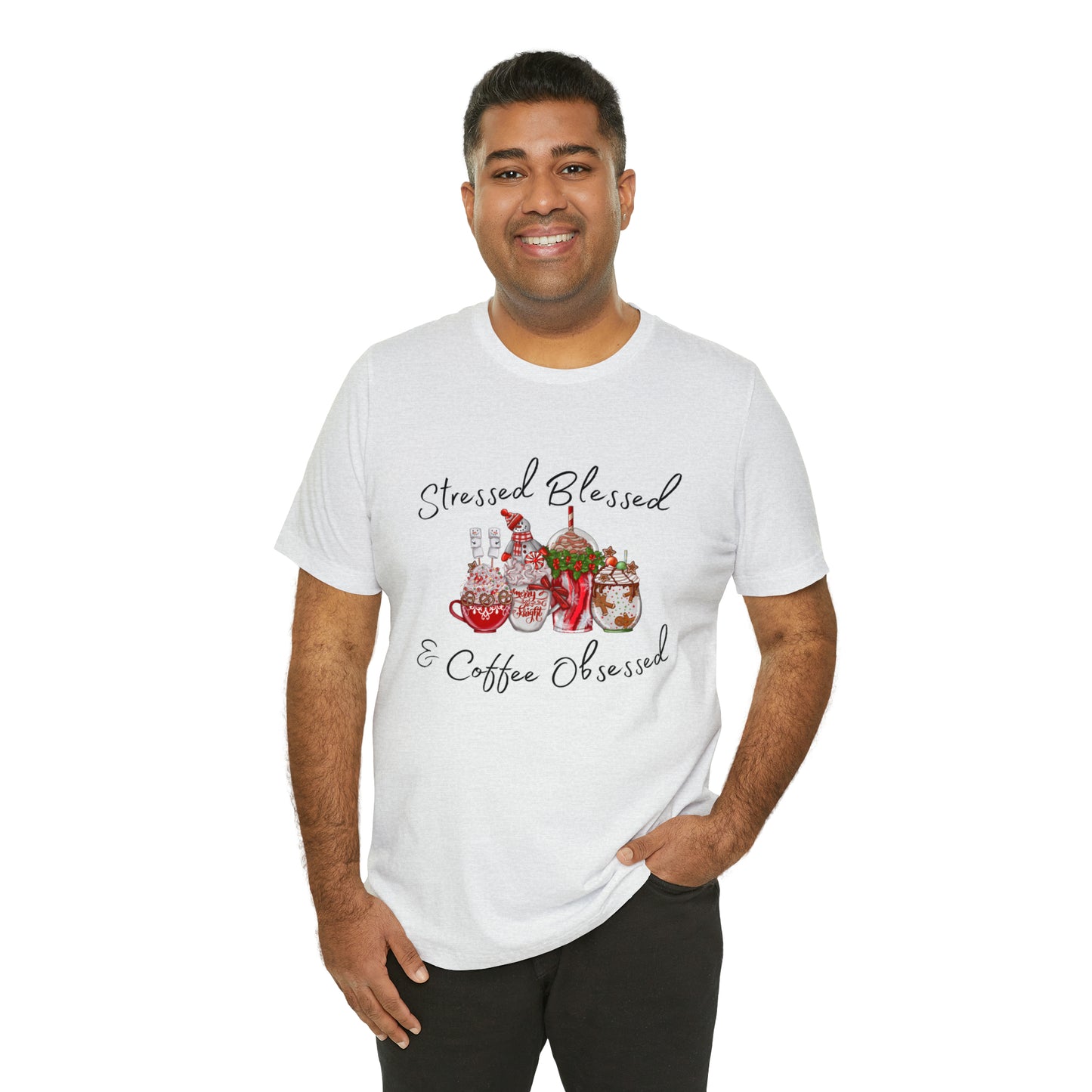 Stressed Blessed and Coffee Obsessed Short Sleeve Tee