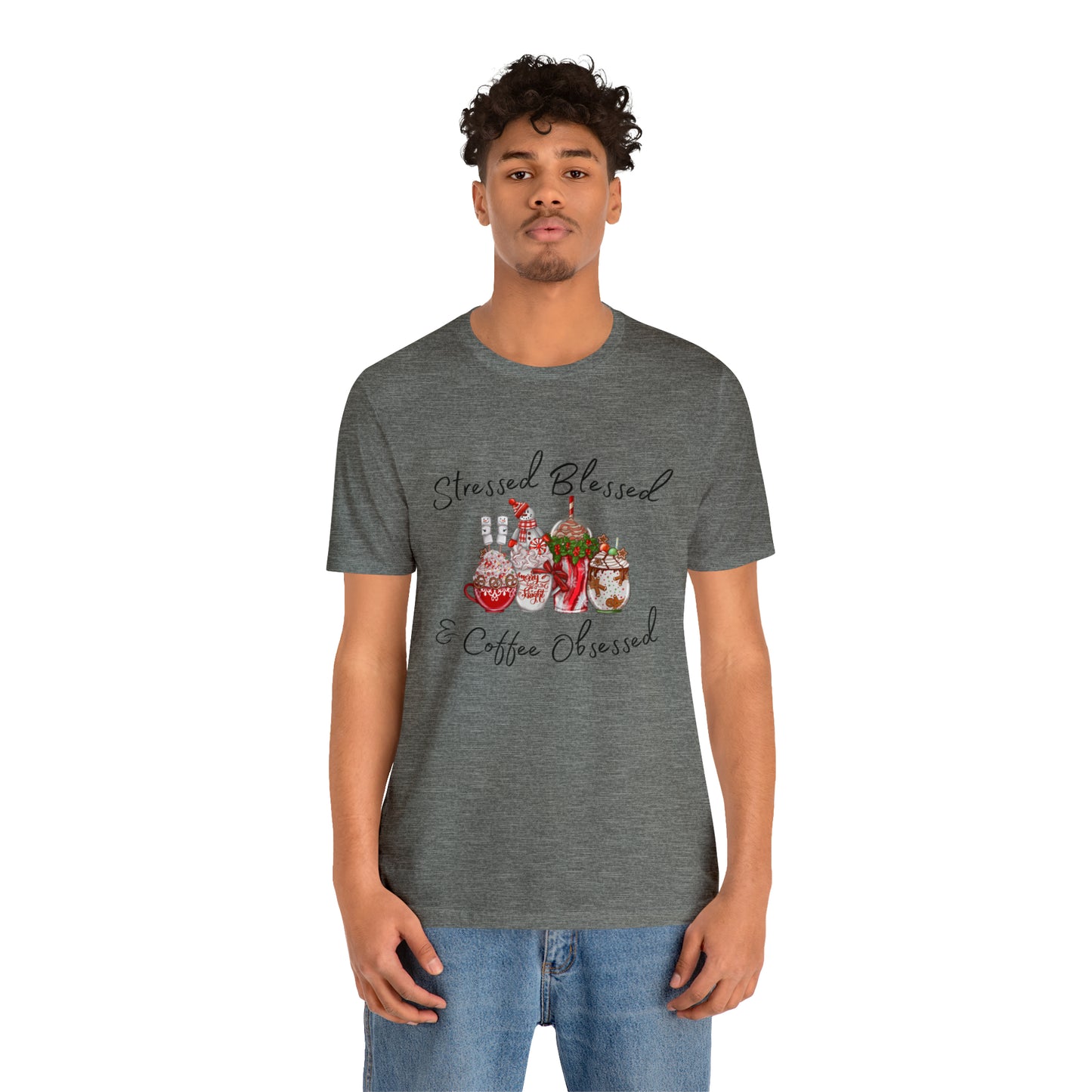 Stressed Blessed and Coffee Obsessed Short Sleeve Tee