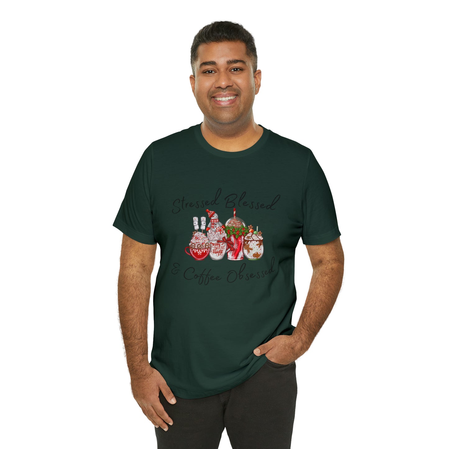 Stressed Blessed and Coffee Obsessed Short Sleeve Tee