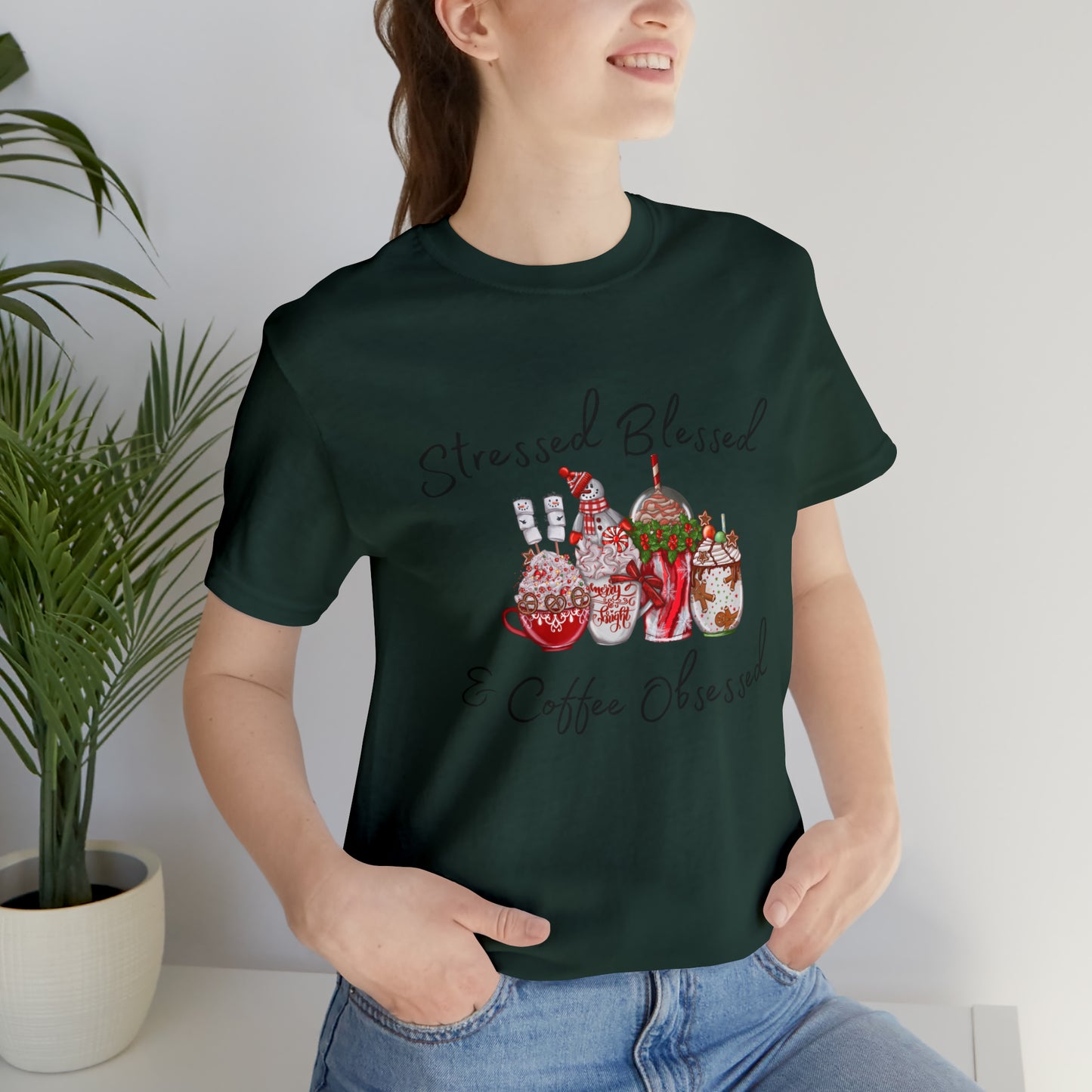 Stressed Blessed and Coffee Obsessed Short Sleeve Tee