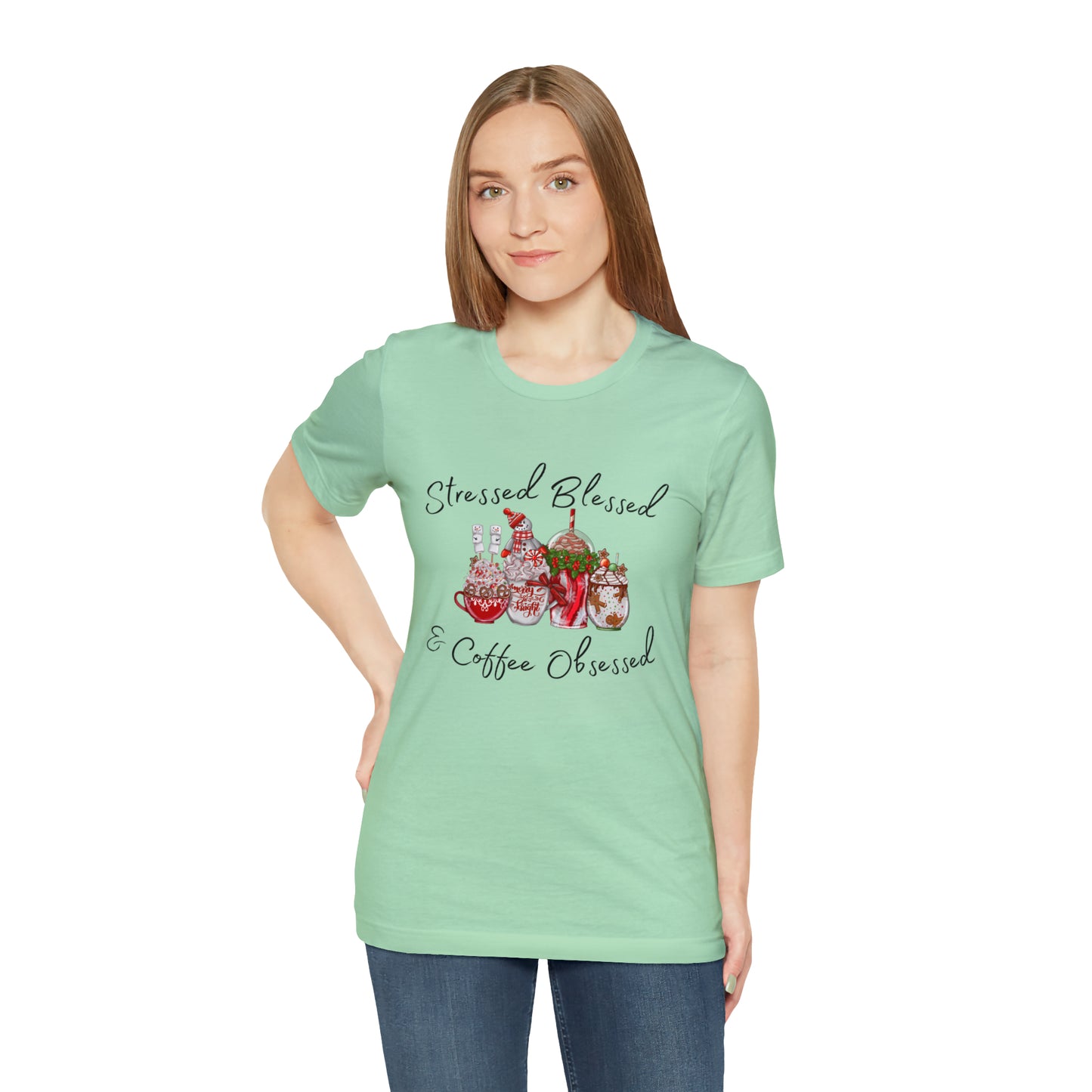 Stressed Blessed and Coffee Obsessed Short Sleeve Tee