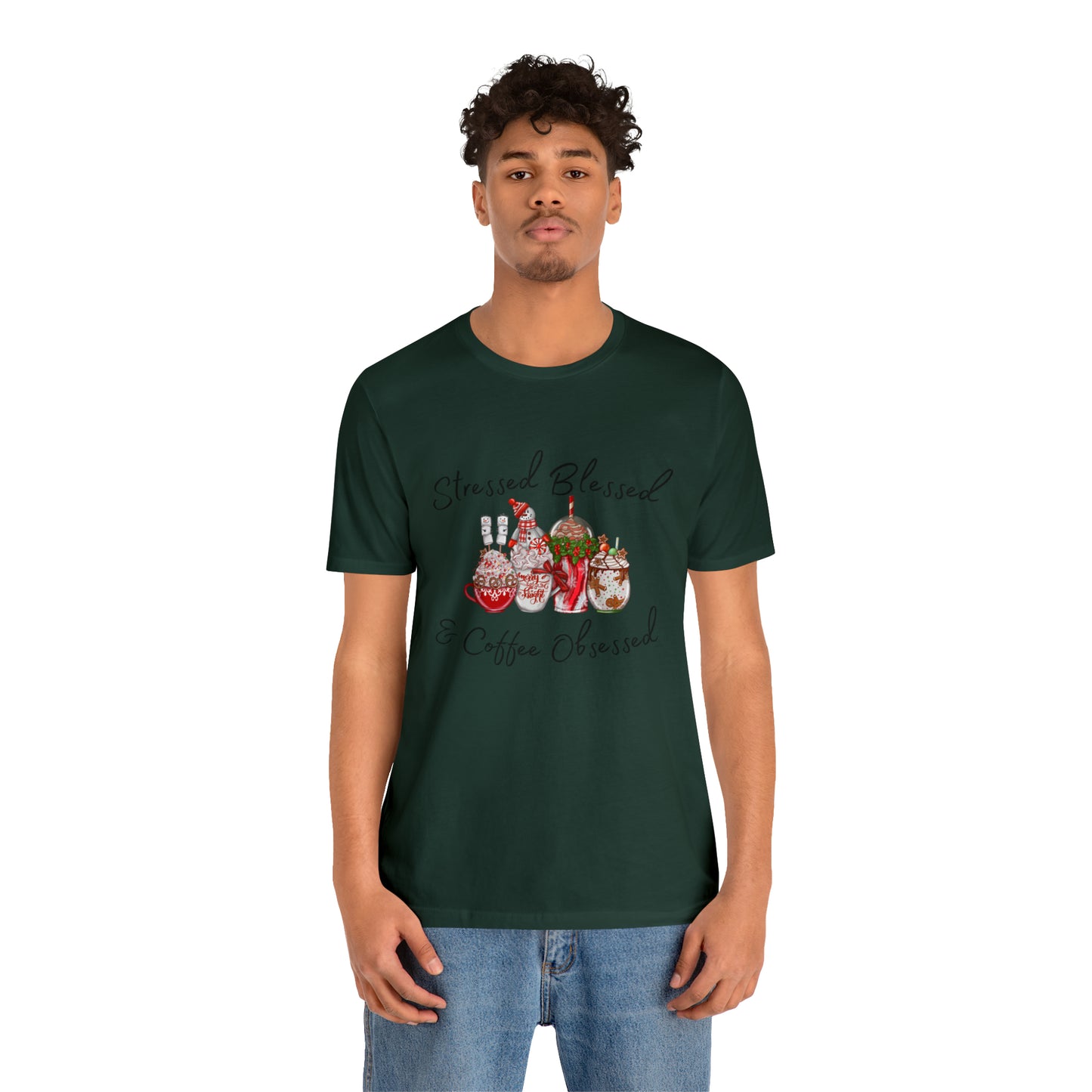 Stressed Blessed and Coffee Obsessed Short Sleeve Tee