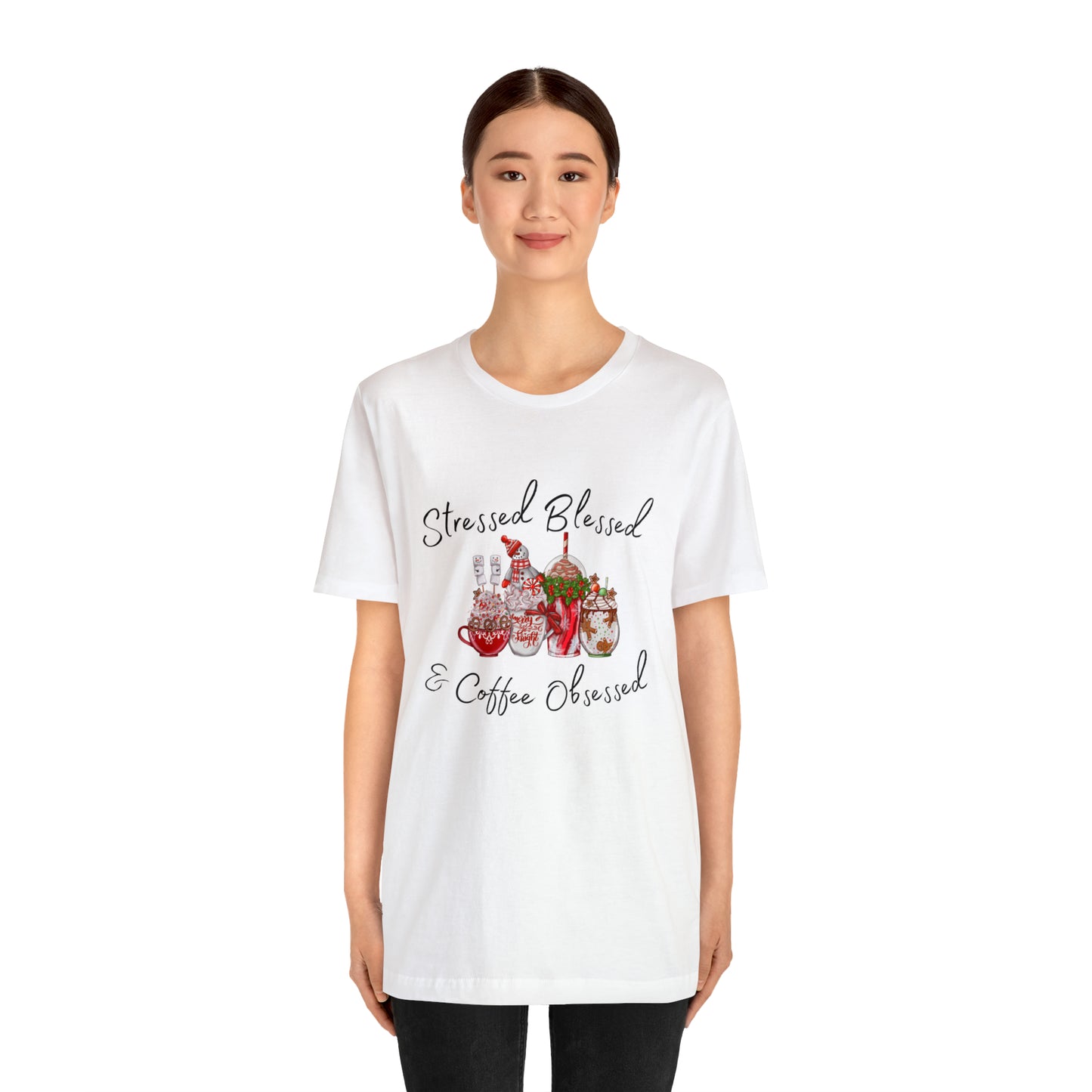 Stressed Blessed and Coffee Obsessed Short Sleeve Tee