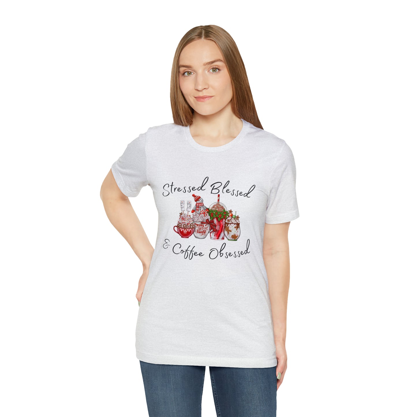 Stressed Blessed and Coffee Obsessed Short Sleeve Tee