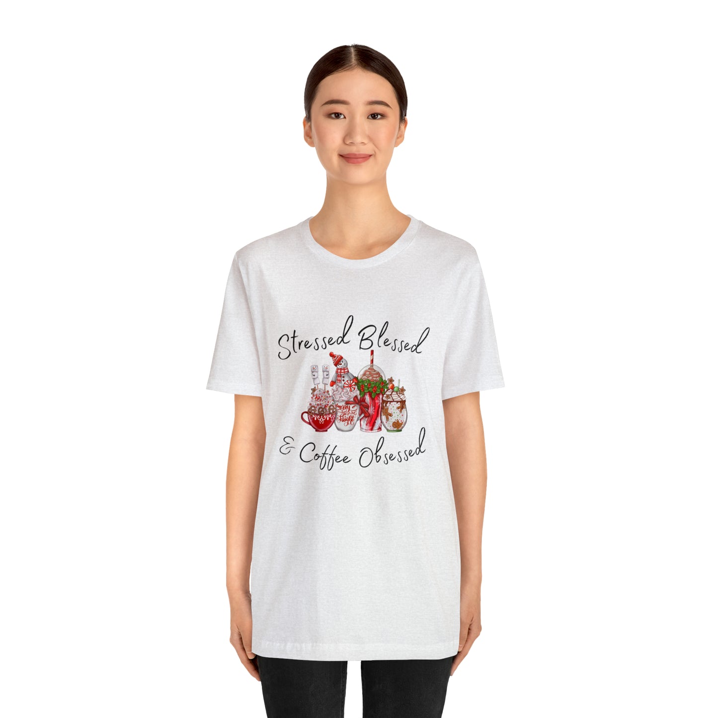 Stressed Blessed and Coffee Obsessed Short Sleeve Tee