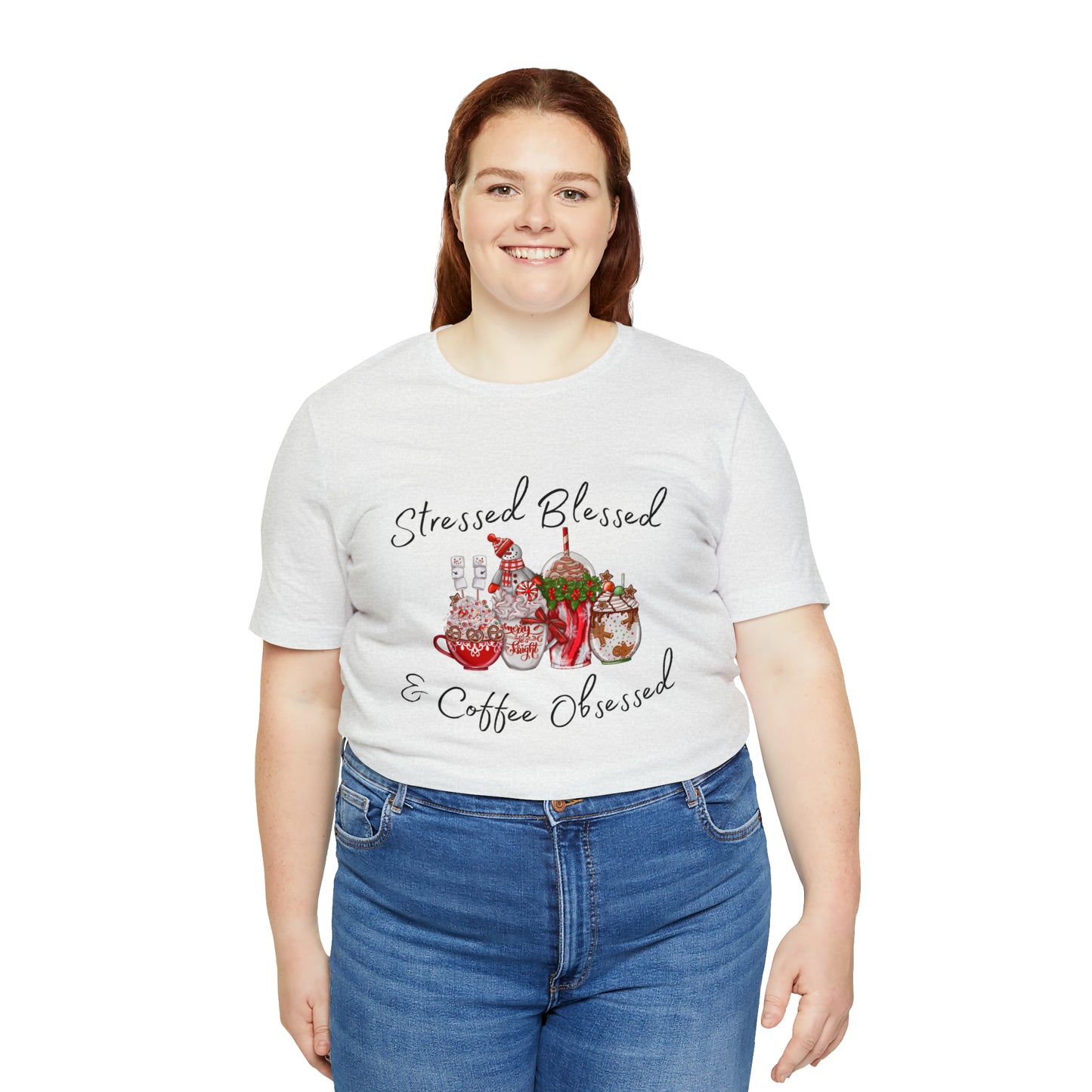 Stressed Blessed and Coffee Obsessed Short Sleeve Tee