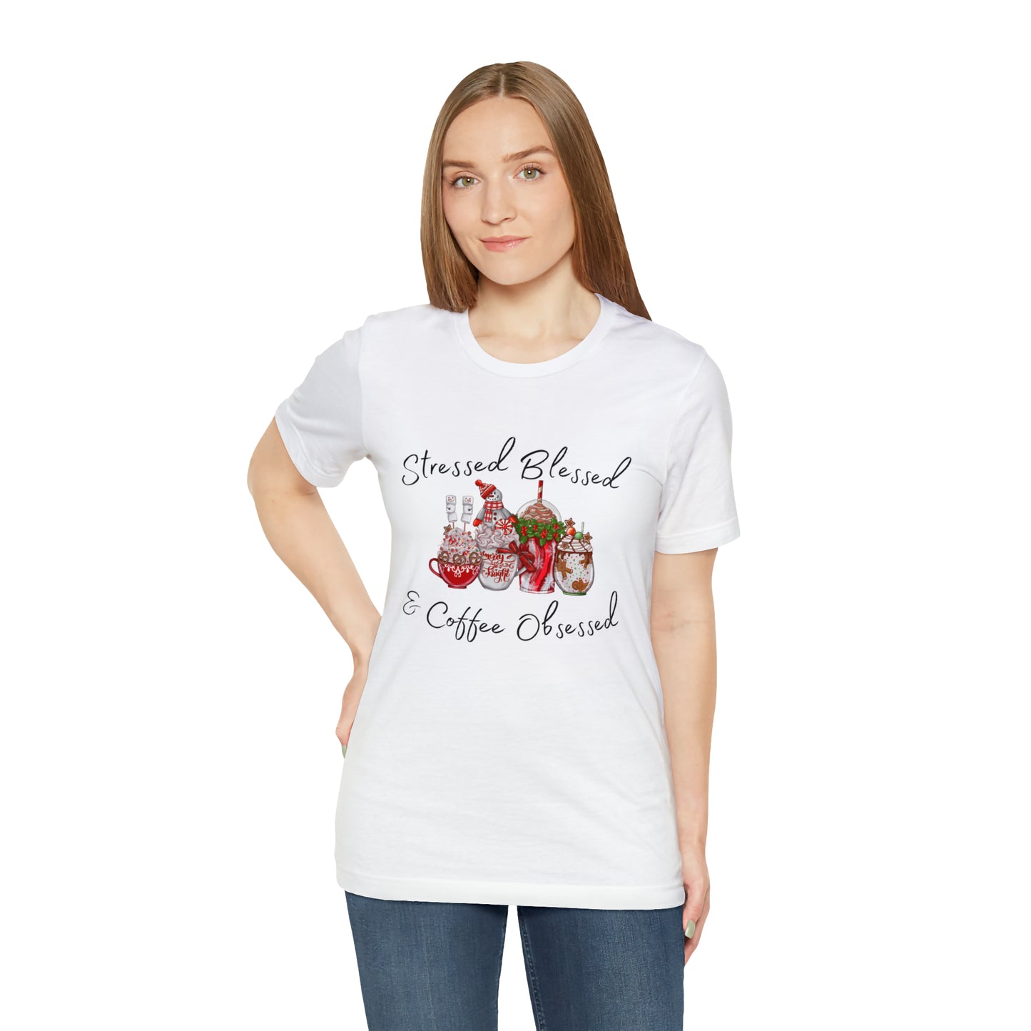 Stressed Blessed and Coffee Obsessed Short Sleeve Tee