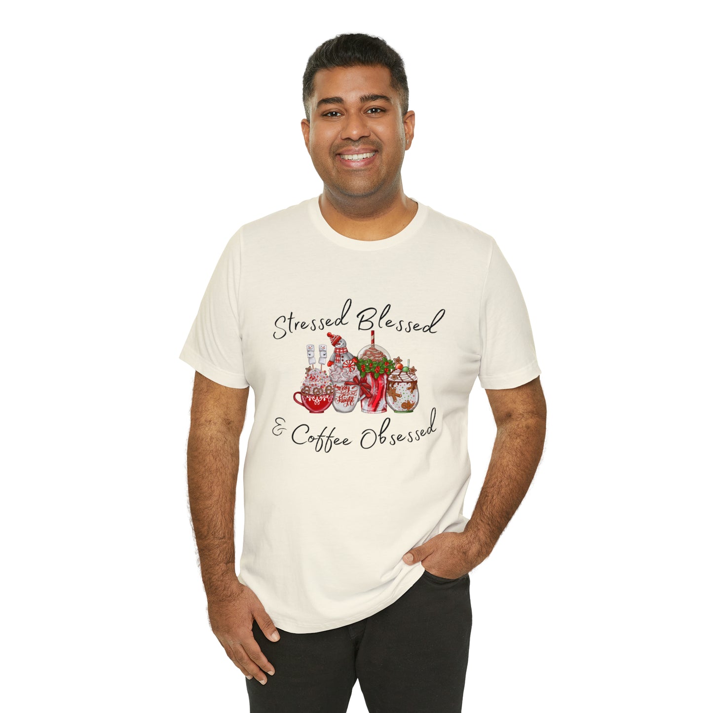 Stressed Blessed and Coffee Obsessed Short Sleeve Tee