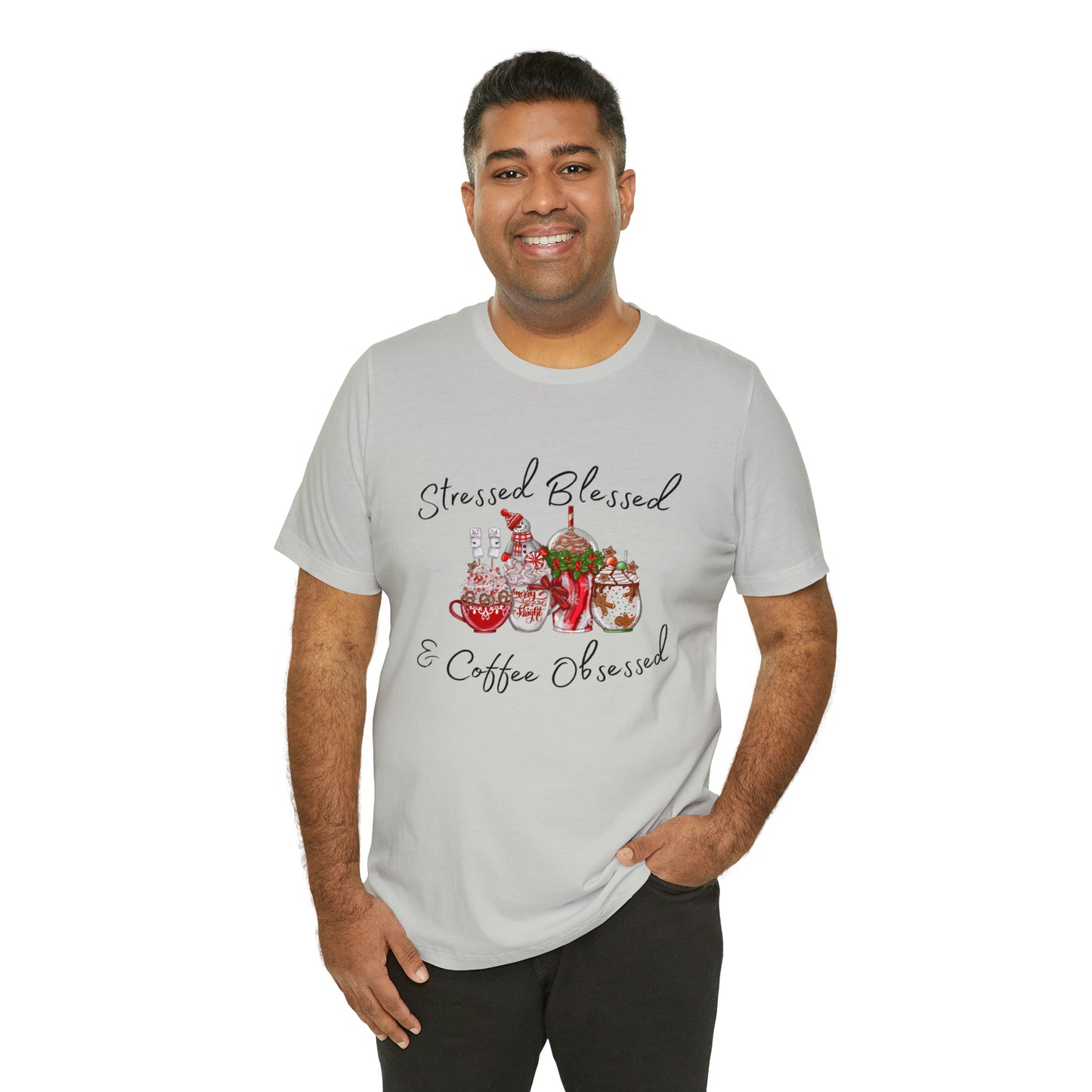 Stressed Blessed and Coffee Obsessed Short Sleeve Tee