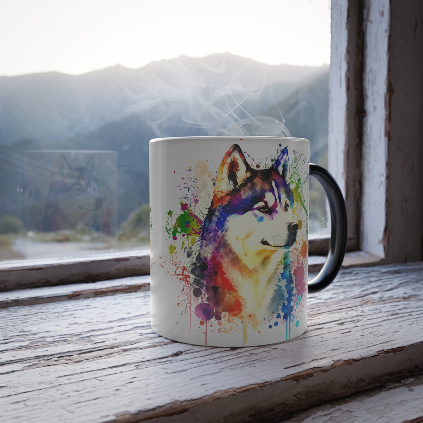 Siberian Husky Color Changing Mug, Picture Disappearing Mug, Shows Photos with Hot Liquid, Magic Coffee Mug