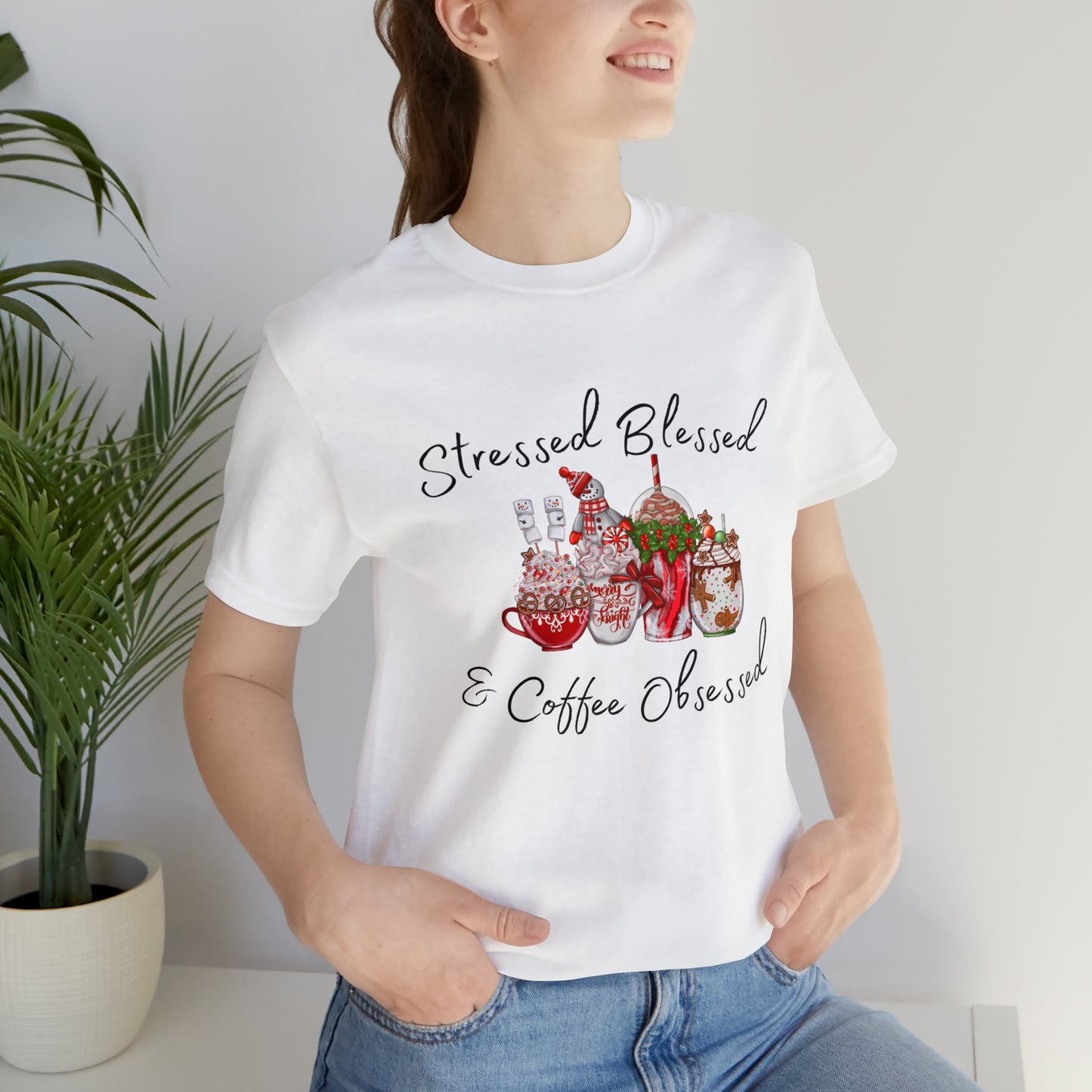 Stressed Blessed and Coffee Obsessed Short Sleeve Tee