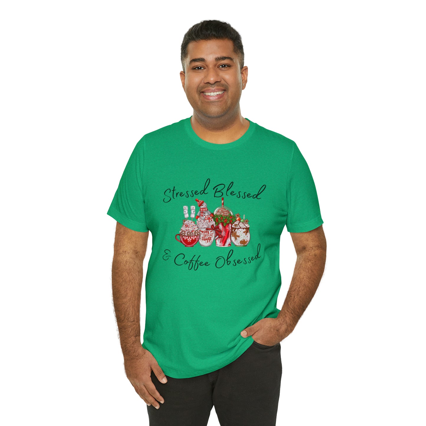 Stressed Blessed and Coffee Obsessed Short Sleeve Tee