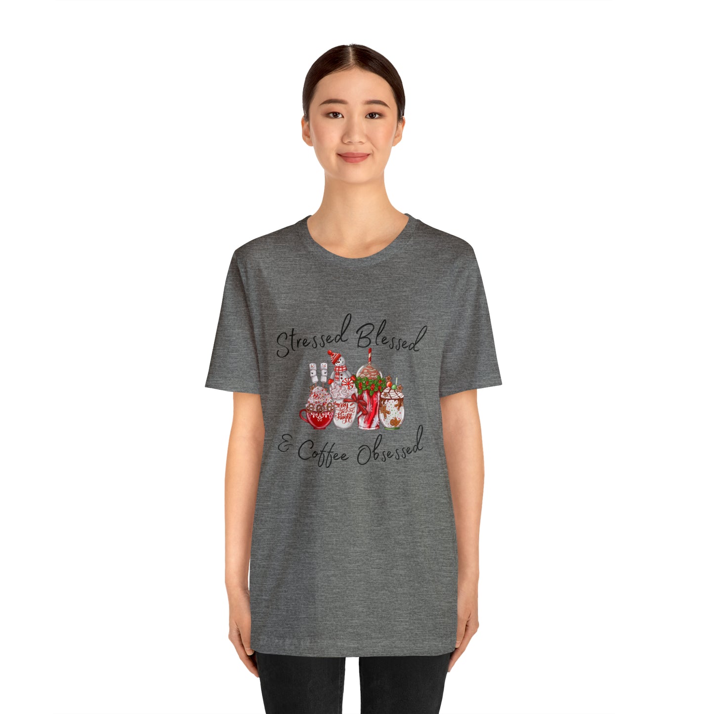 Stressed Blessed and Coffee Obsessed Short Sleeve Tee